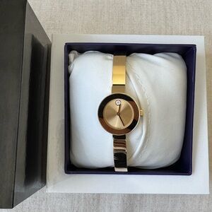 Movado Bold Gold Watch with Crystal Detail